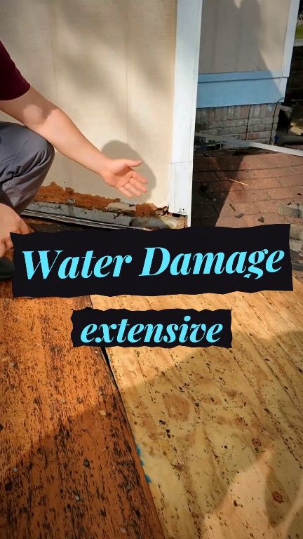 Re-edit first frame: Water Damage title over the decking